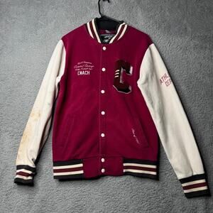 Vintage Criminal Damage 1991 Varsity Jacket Women's Medium Red and White